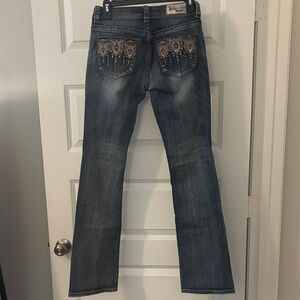 Grace in LA Jeans Copper Stud Stitch SZ 27 low rise boot cut embroidered beaded
